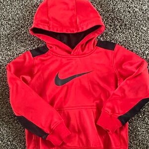 Nike Red Hoodie with Black Swoosh and Accent Panels